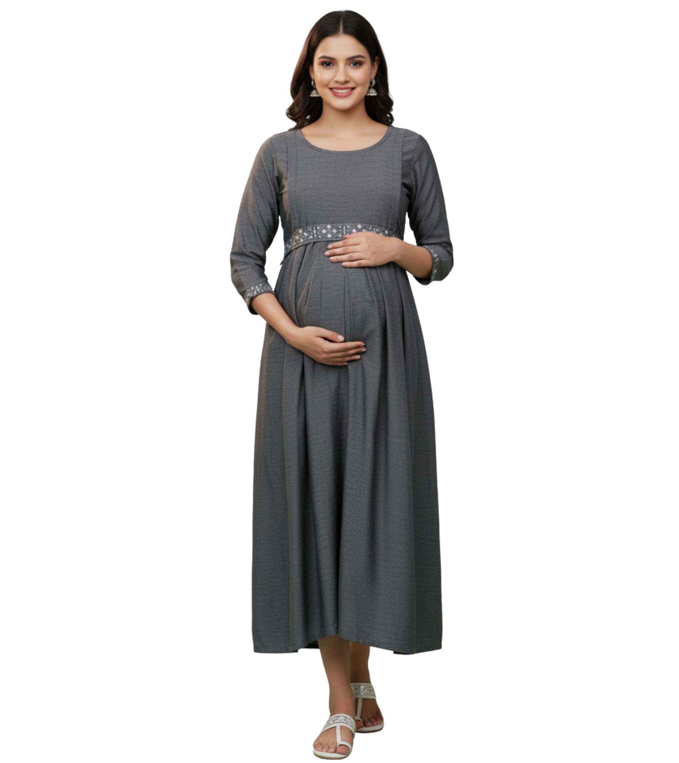 Feeding Kurtis for Women Cotton | Floral Rayon Anarkali Kurta with Dual Nursing Zippers for Pregnancy & Breastfeeding | Maternity Dresses | Gifts for Pregnant Woman-image-19