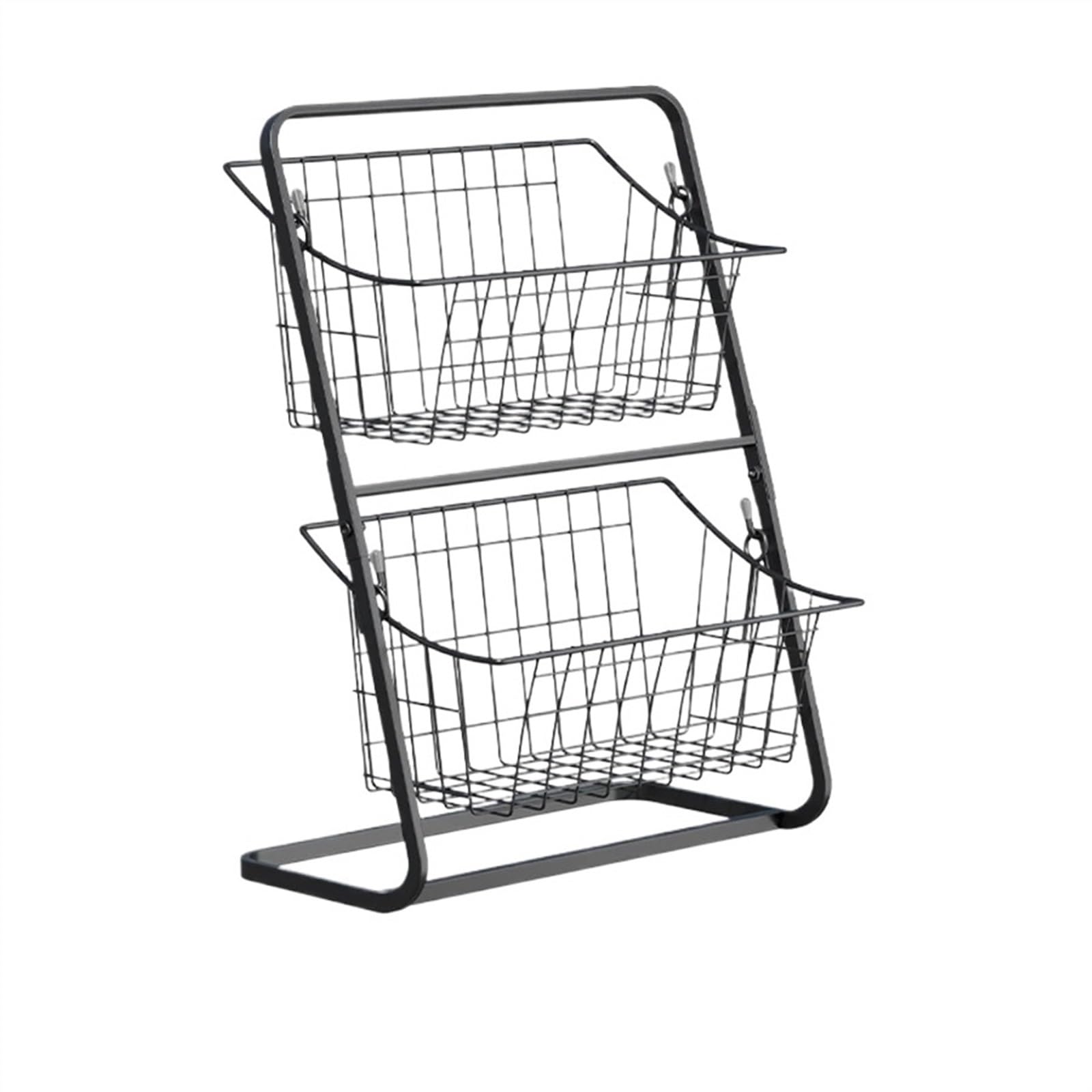 Zhaoj24-05 Fruit Racks Fruit Basket Bowl for Kitchen Counter - 2 Tier Large Metal Wire Storage Organizer Stand Removable Rack, Spices and Snack Racks(Black)
