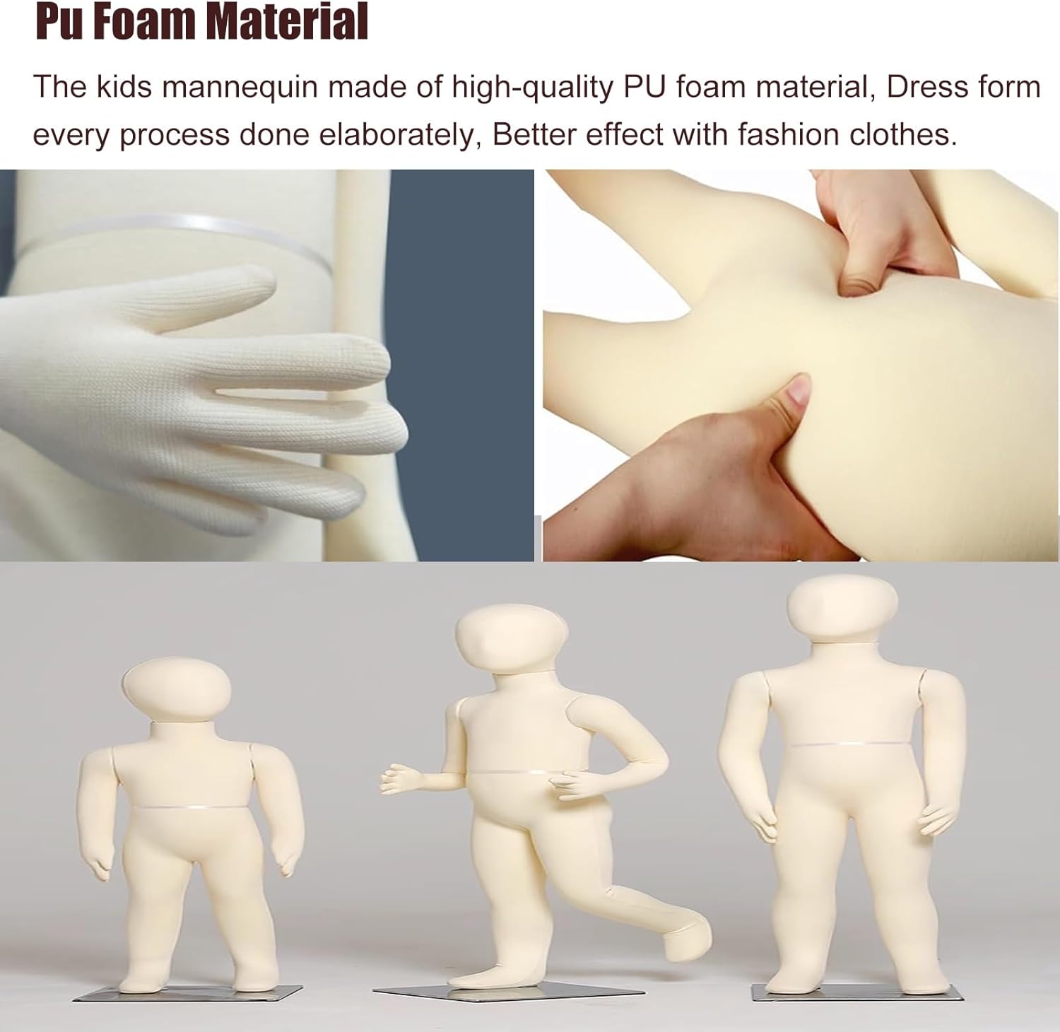 Standing Mannequin/Child Medium Torso Mannequin, Full Body Styrofoam Mannequin with Bendable Limbs Torso, Foam Mannequin Body Kids for Retail Shop Window Clothing Display,94Cm/37In