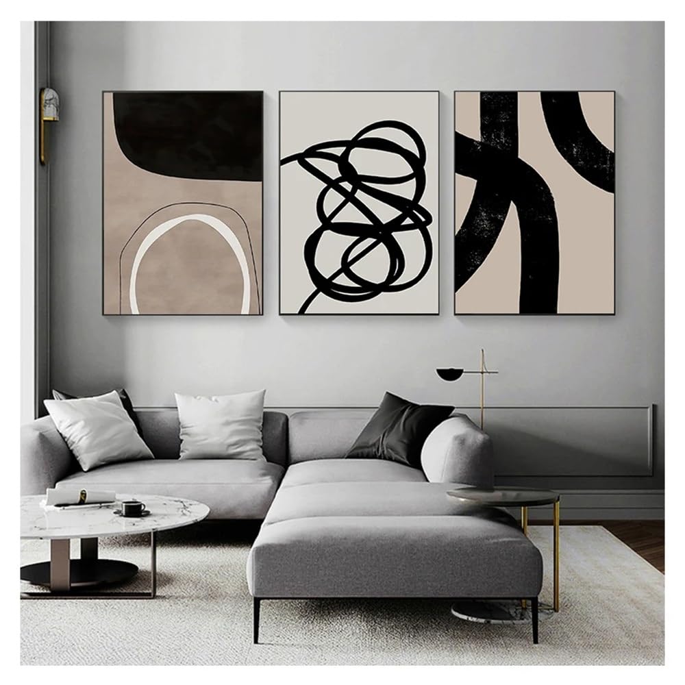 WUHBCZ Canvas Paints-Wall Art Canvas Painting Abstract Nordic Black Geometric Posters And Prints Wall Pictures For Living Office Bedroom Room Home Decoration-60 * 80cm/3PCS (No Frame)