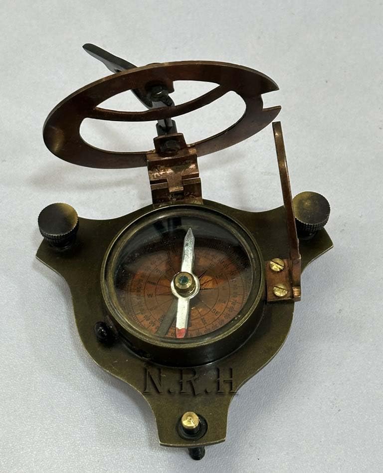 Brújula de latón sólido con reloj solar de 2.5 pulgadas miniatura 5