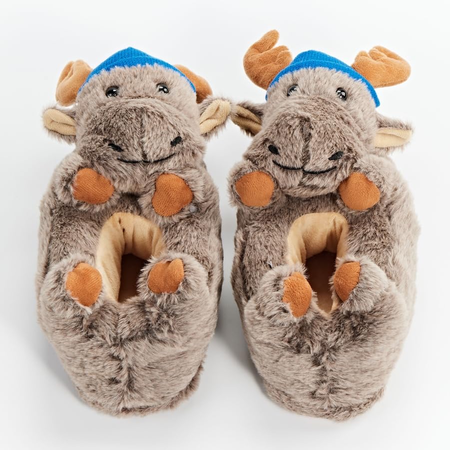 Image of Women's Animal Plush Slippers, Cute Cozy Fuzzy House Shoes Non-Slip Sole