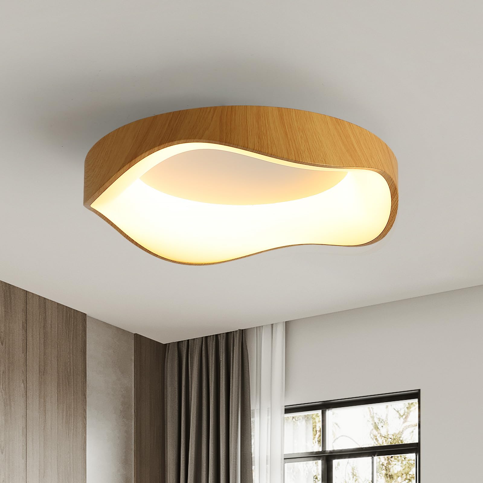 meibeileil Plafon Led Techo Moderna,40CM 3000K Lampara Techo Simple,Grano de madera Minimalista Lamparas De Techo Salon Para Sala De Estar, Dormitorio,Cocina,Sala De Estar,Corredor(Luz calida)