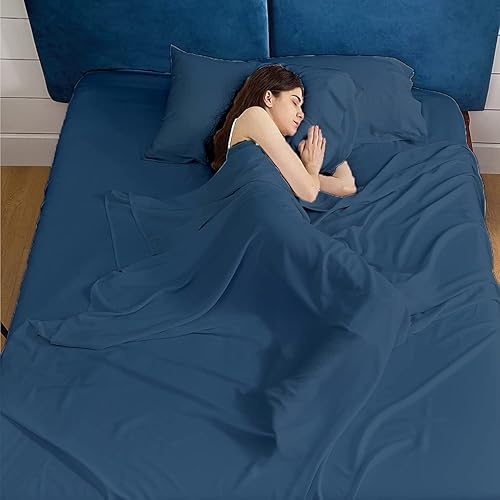 Miniatura 3 de Juego de sábanas expandidas tamaño Queen, sábanas suaves y transpirables, sábanas de lujo para hotel, algodón egipcio, juego de 4 piezas, ajuste