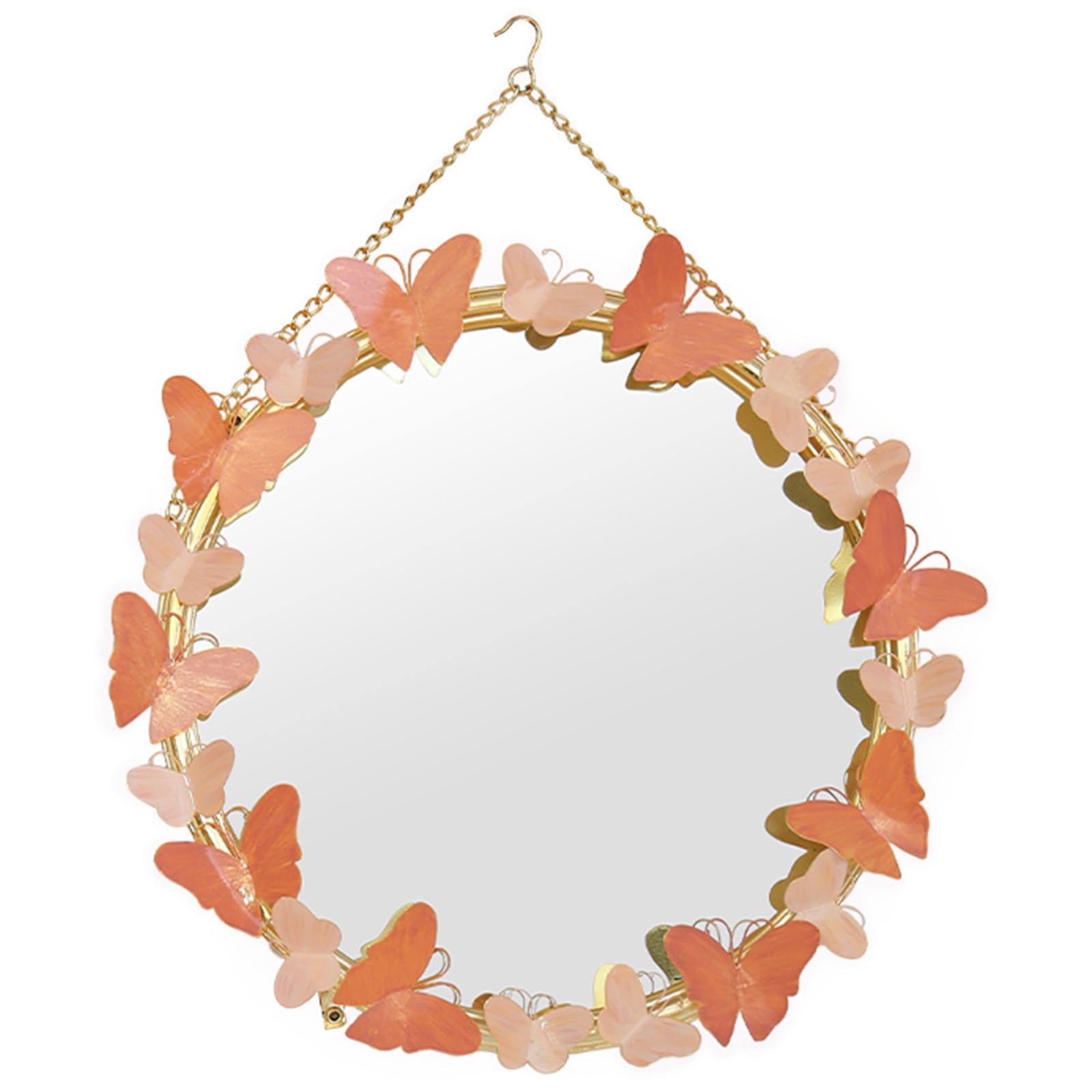SIDID Round Wall Mirrors Decorative Hanging Mirror for Wall Bathroom Mirrors for Over Sink with Iron Framed Wall-mounted Mirrors Living Room for Bedroom, Entryway (Color : Pink)