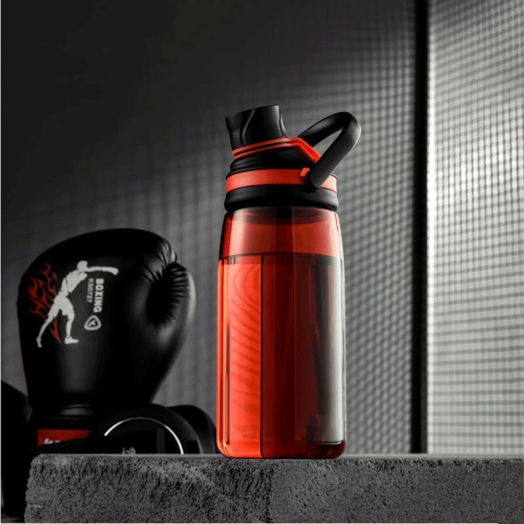 Draussen Sportwasserflasche, große Wasserkapazität mit tragbarem Griff, Hochtemperatur- und Tropfenbeständigkeit Wasserkanne für Fitnessstudio Auslaufsicher (Color : Red, Größe : 500ml/16.9oz)