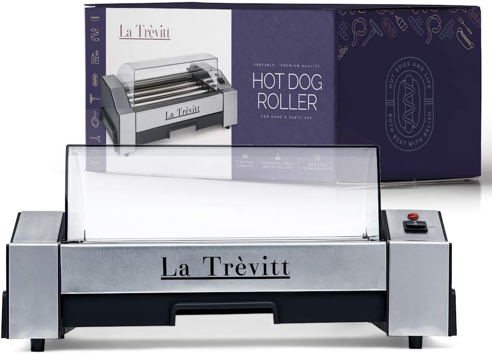 Hot Dog Roller- Sausage Grill Cooker Machine- 6 Hot Dog Capacity – Great for Camping and Hiking Trips Hot Dog Machine for Family Use