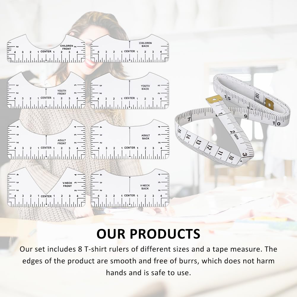 Set 12 Righelli Per Allineamento T-Shirt - PVC Pieghevole, Per Termopressa E Serigrafia, Con Metro - Foto 6