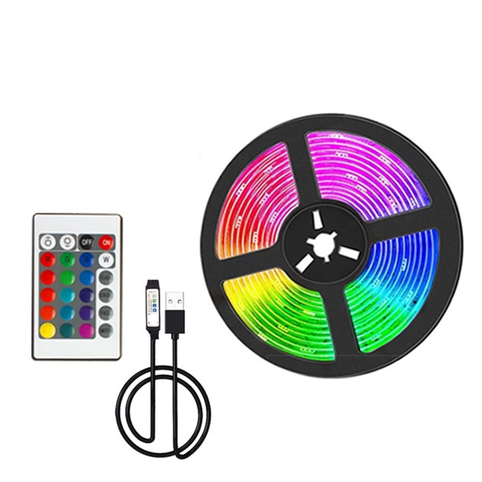 Taśma świetlna LED, sterowanie RGB, zmieniające kolory, z 24 przyciskami, pilot zdalnego sterowania, tryb 5050, do dekoracji pokoju, telewizor Bluetooth, SMD5050 RGB (BT 24 klawisze, pełny
