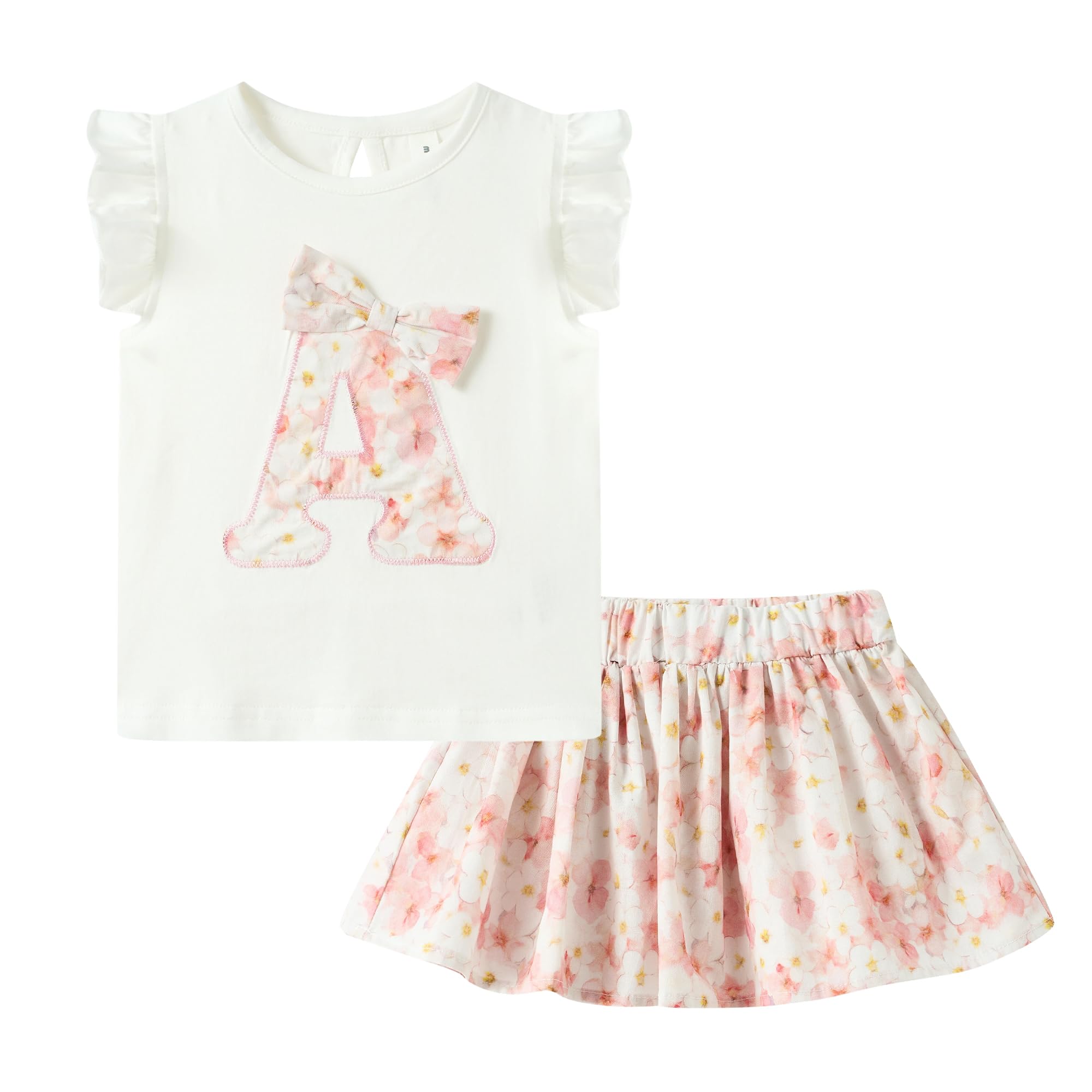 Mud Kingdom Girls Skirt Set 2 Piece Outfits Cute Cartoon Floral Summer Holiday