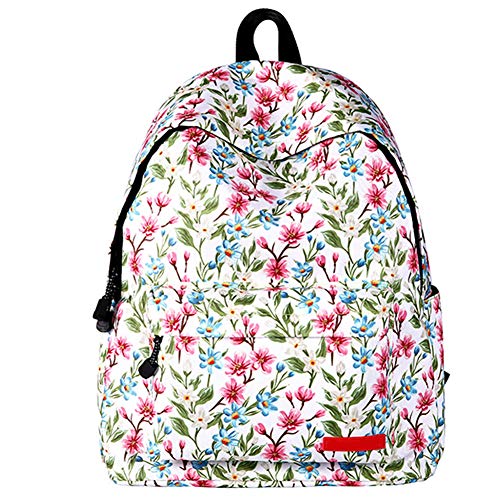 Kanggest.Sac D'école College Fille Sac D'école de Dessin Sac D'école Fille Grande Capacité Sac à Dos à Langer Floral Impression Littéraire Style Adolescente Sac D'école