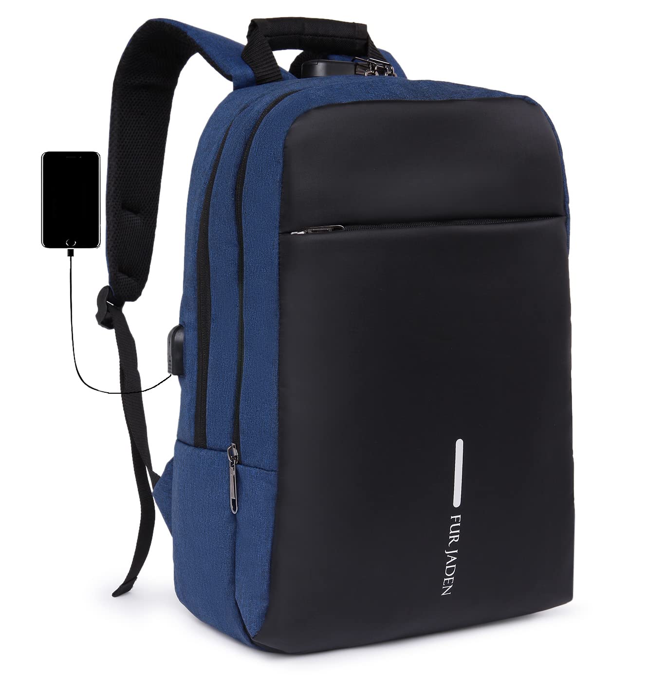 Fur Jaden Anti Theft Number Lock Backpack Bag with 15.6 Inch Laptop Compartment, USB Charging Port & Organizer Pocket for Men Women Boys Girls