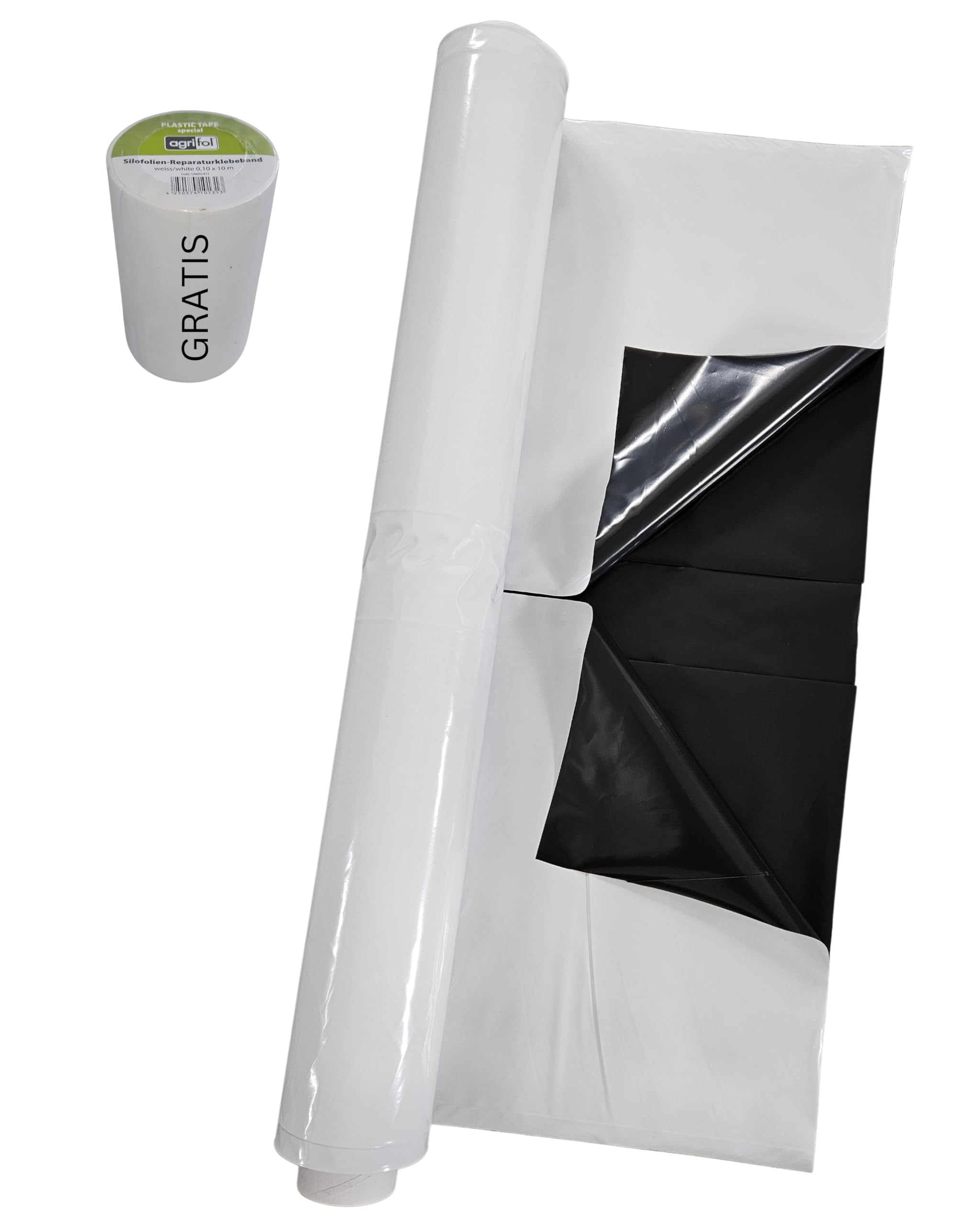 EraGreen Lámina de silo premium de 150 µm, 75 m x 4 m + 3 cintas de reparación gratuitas, lona extremadamente elástica, ideal para piscinas, jardín y construcción, resistente a los rayos UV, lona de