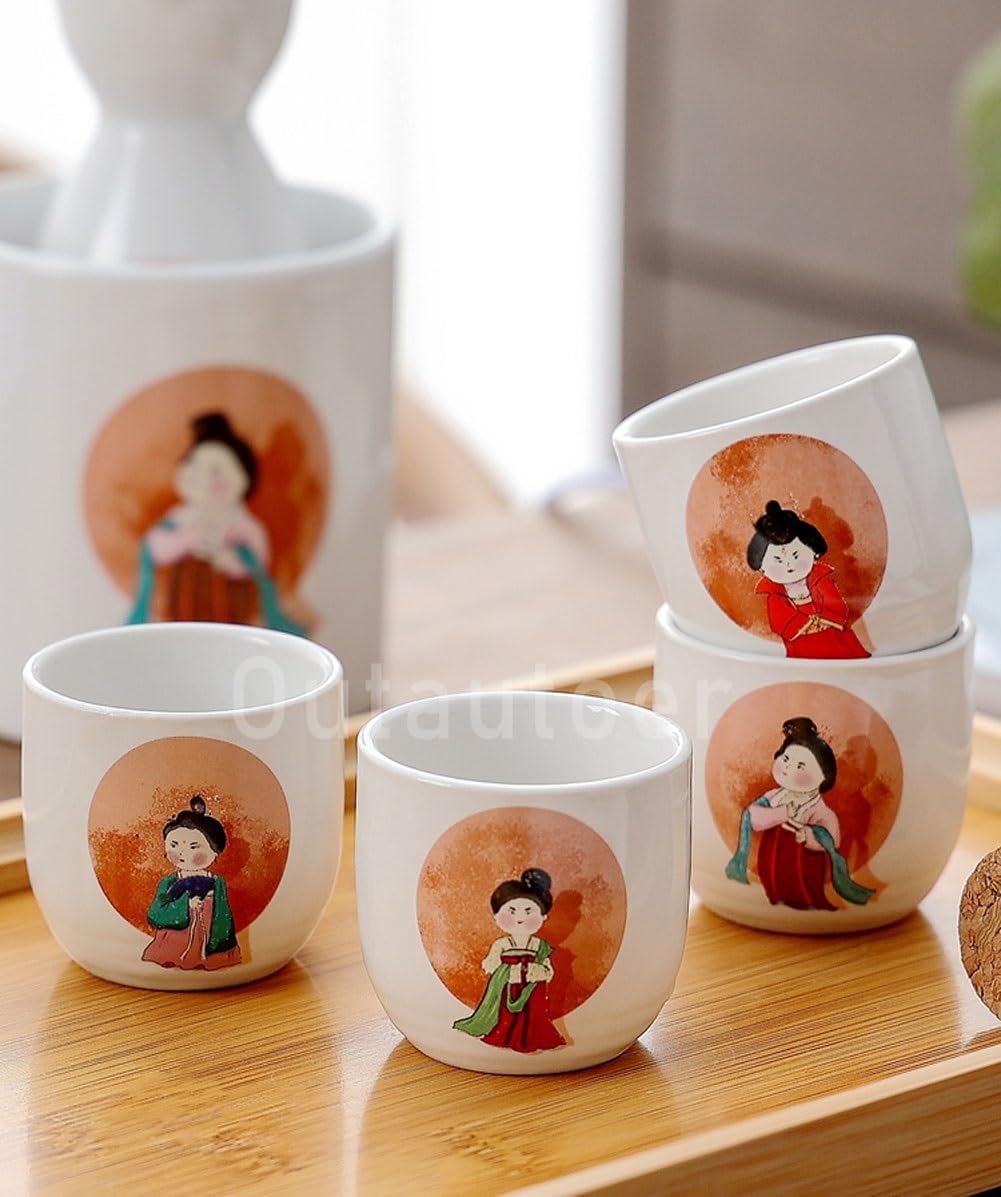 陶器の瓶 2つ、おちょこのセット ぐい呑みセット 陶器 おちょこ お猪口 おしゃれ 酒器セット
