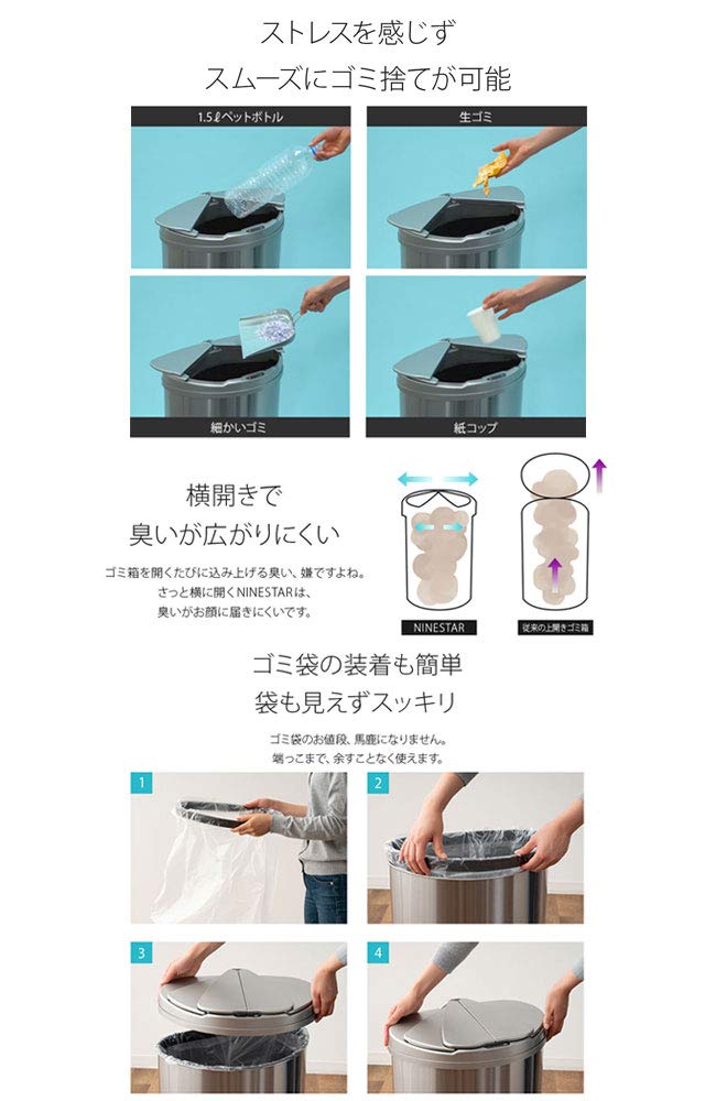 【美品】電動ゴミ箱〈47リットル〉〈センサー付き〉自動ダストボックス　エムール Amazon｜エムール 電動ゴミ箱 ゴミ箱 おしゃれ 47リットル 自動 電動