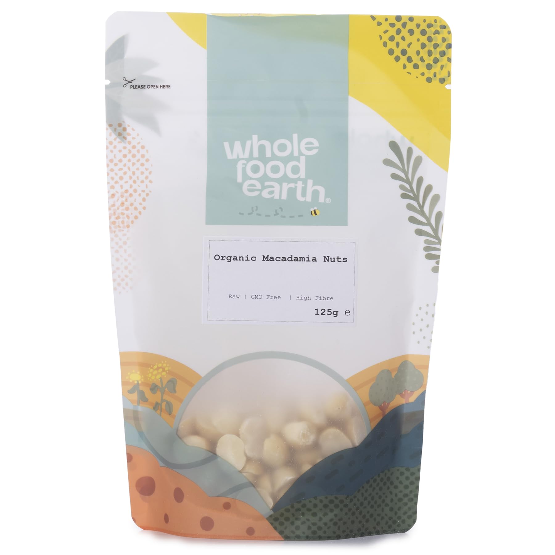 Wholefood Earth Organic Macadamia Nuts 125g Raw | GMO Free | Vegan | High Fibre | Certified Organic