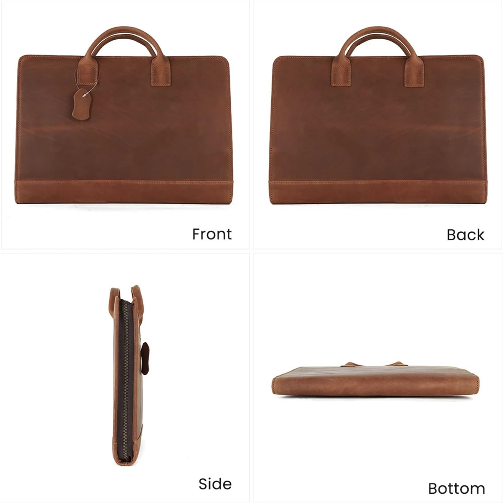 Bolso Mensajero De Cuero Maletín retro de cuero for hombre, for portátil 15,6", bolso mano 7,9", organizador negocios, viaje for oficina En Viaje De Negocios