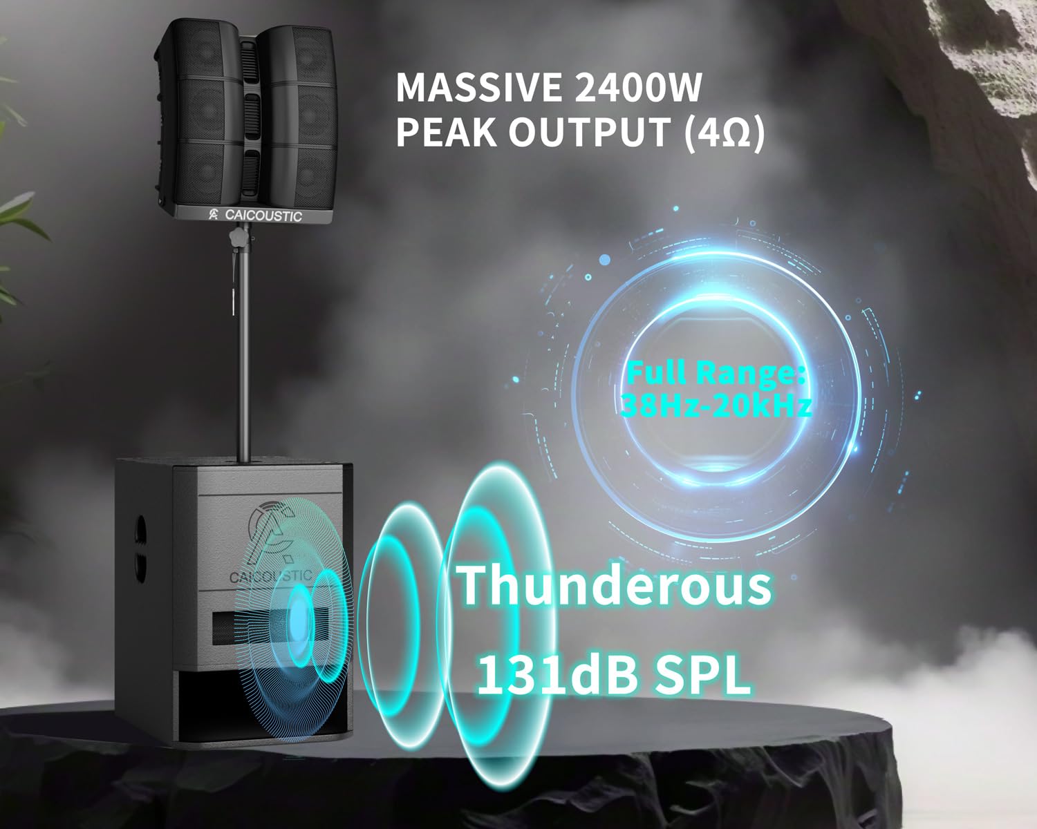 2400W 15" Powered Bluetooth PA Speaker System with Subwoofer - Portable Line Array Sound System for DJ, Party, Wedding, Outdoor Events - Includes 15" Active Sub & 3x3 Satellite Speakers