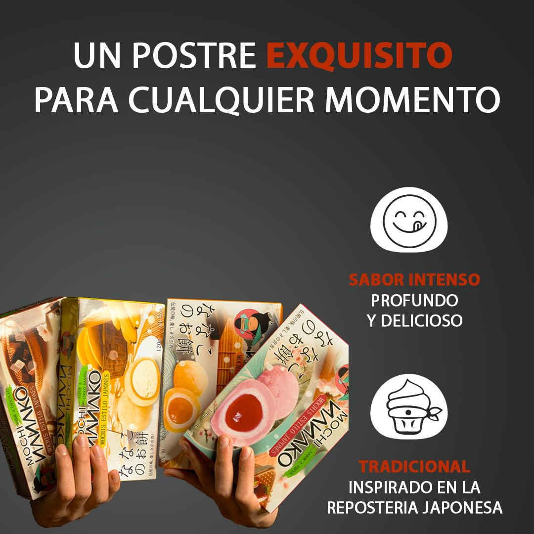 JAPON MARKET Pack 4 Mochis Japoneses: 2 de Mango y 2 de Chocolate - Dulce Asiático, Postre Exótico - 600g - Caja de Chuches Japonesas