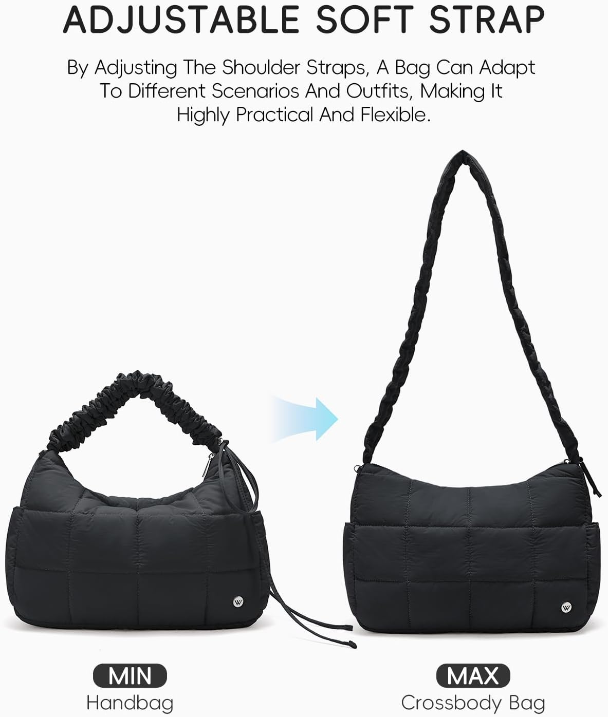 WESTBRONCO Medium Puffer Crossbody Bags for Women Nylon Shoulder Bag Quilted Hobo Bag Women's Handbags with Adjustable Strap - Image 3