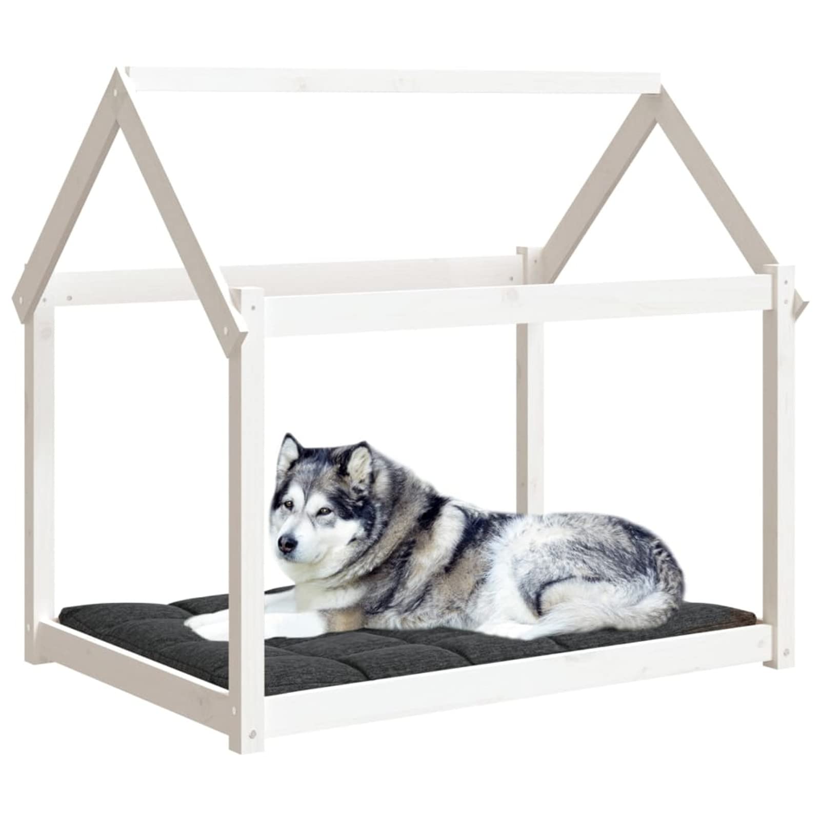 Homgoday Białe legowisko dla psa 111 x 80 x 100 cm z litego drewna sosnowego, wystrój klatki dla psa klatka dla psa wewnętrzna Kennel dla psów klatki dla psów na zewnątrz ogrodzenie dla psa