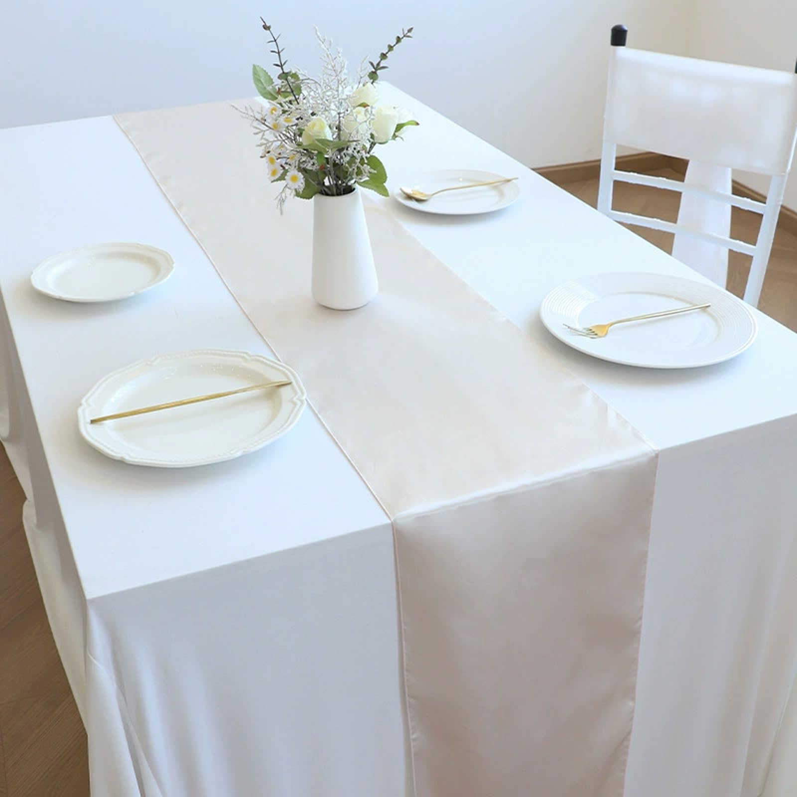 4 Packs Light Khaki Table-runner 11.8*108.26in Long Bright Silky And Smooth Table Runners For Wedding Banquets Birthday Party