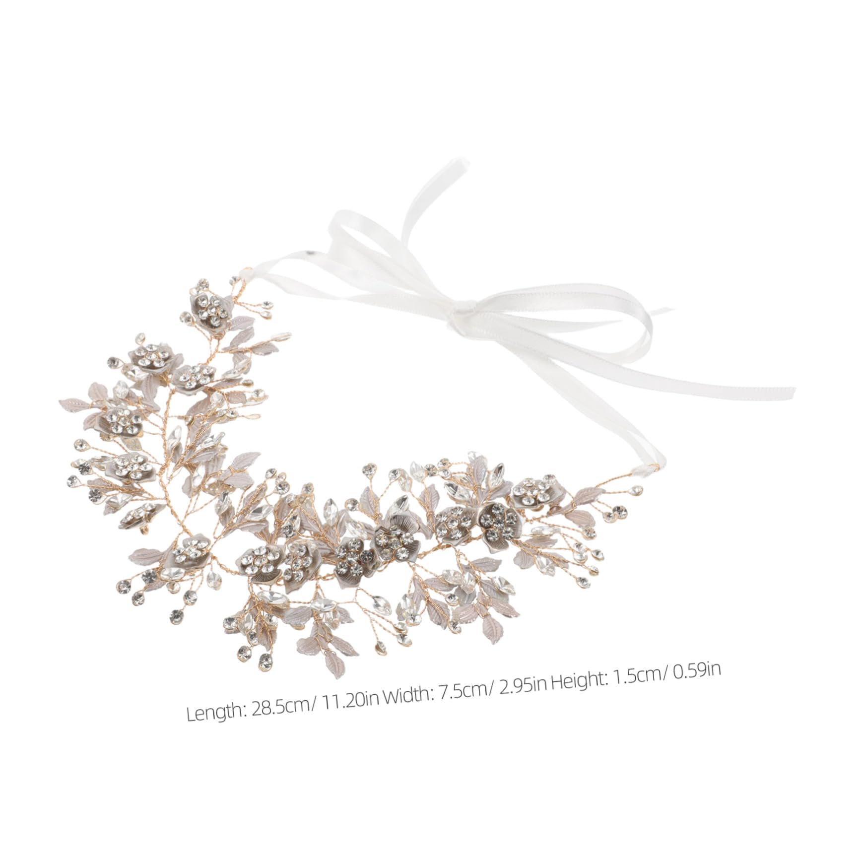 Healvian Fascia per Capelli da Sposa Fiori e Foglie Dorate Cerchietto da Sposa con Cristalli Accessori per Capelli per Damigelle Copricapo Floreale per Feste e Cerimonie