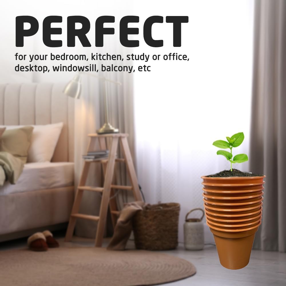 ACCURATE Garden Pot (Set of 10) Ideal for Cultivation of cuttings or Pricking Out-Terracotta Colour- Size (3INCH/7.5CM) (1)