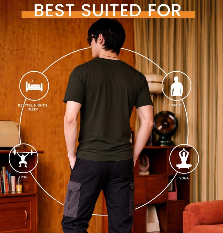 Image of Sleepynuts Men's Regular Fit Round Neck Half Sleeves Solid Casual Wear T-Shirt
