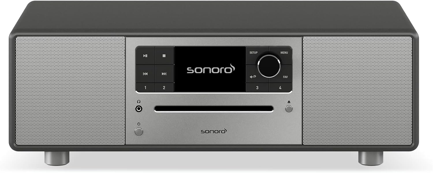 Sonoro Prestige - Système stéréo compact avec lecteur CD, Bluetooth et radio Internet (FM, WLAN, DAB Plus, Spotify, Deezer), couleur : graphite mat