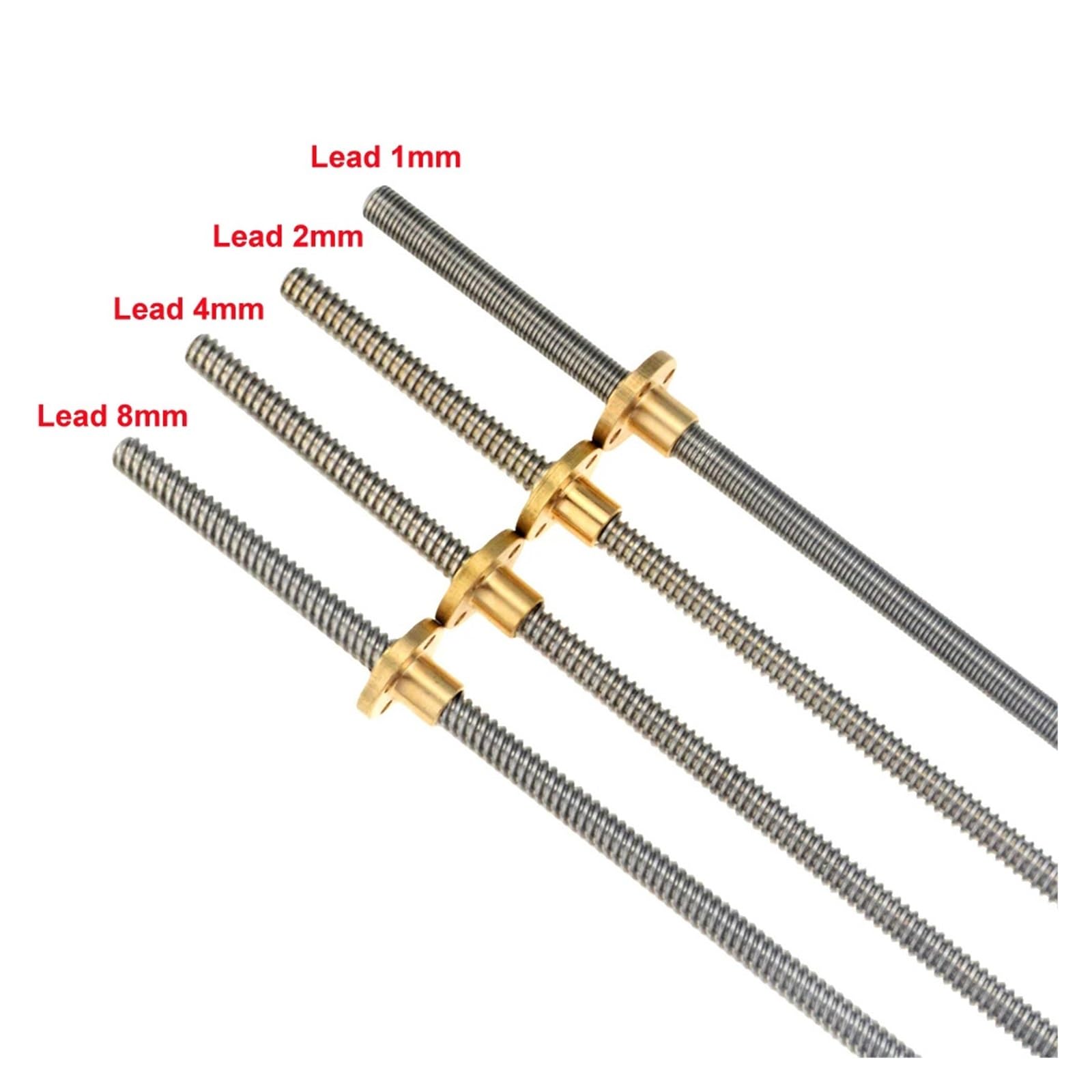 Metal Ball Screw nut T8 Lead Screw Length 100-500mm Trapezoidal Rod T8 Lead Screw Thread 8mm Lead 1mm with Brass Nut(300mm)