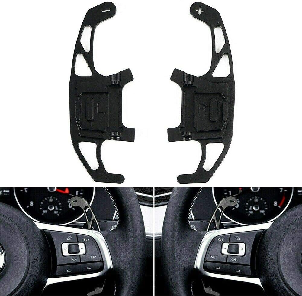 Paddles Shifters,Polish Aluminum Shifter Extension for Car Steering Wheel Compatible with VW Volkswagen Golf MK7 GTI R R-line Scirocco 2014-2019 (Black)
