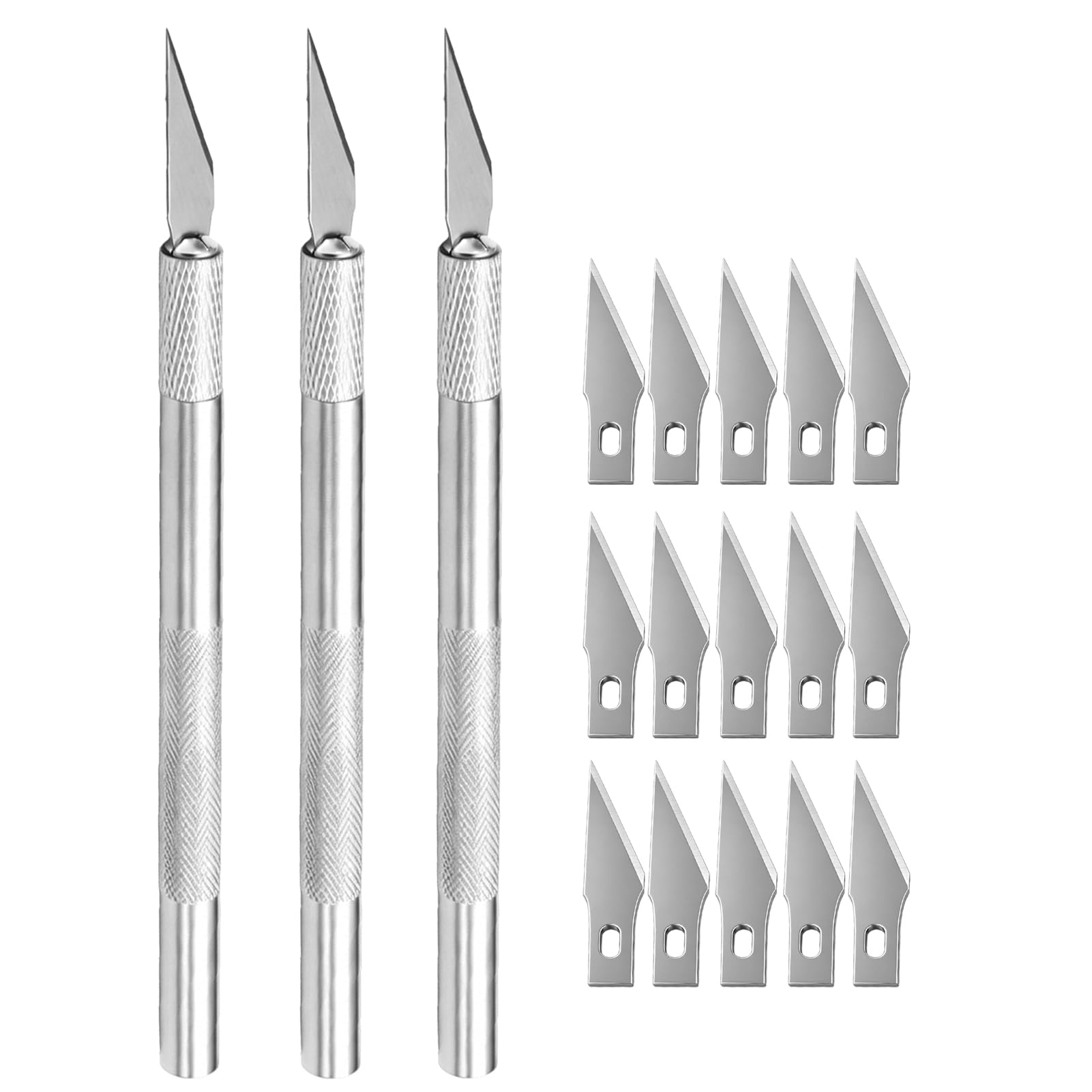 3 Pcs Craft Tool Set with 15 Replacement Heads, Professional Precision Hand Tool Kit for Adults DIY Hobby Creative Projects and Detail Work, Metal Handle for Modeling Art Craft Tasks Smooth Control