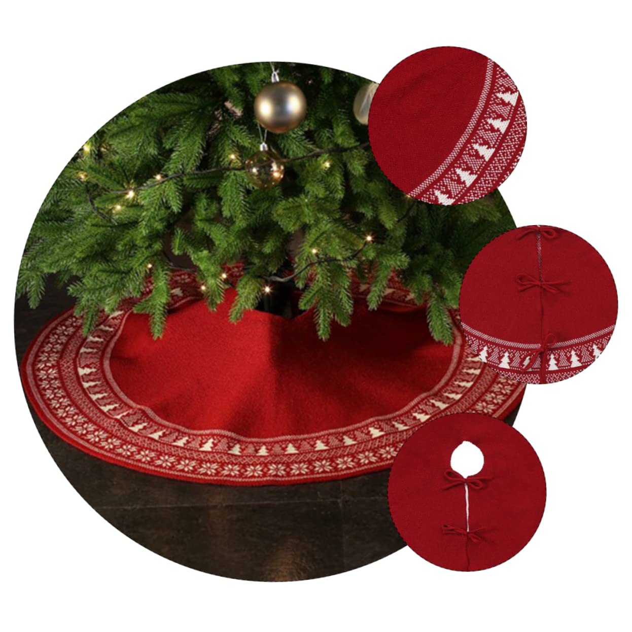 Weihnachtsbaum Schürze aus Acrylfasern Rot Großer Radius 122cm Komfortabel und Doppelfunktional für Festliche Weihnachtsdekoration Am Eventort
