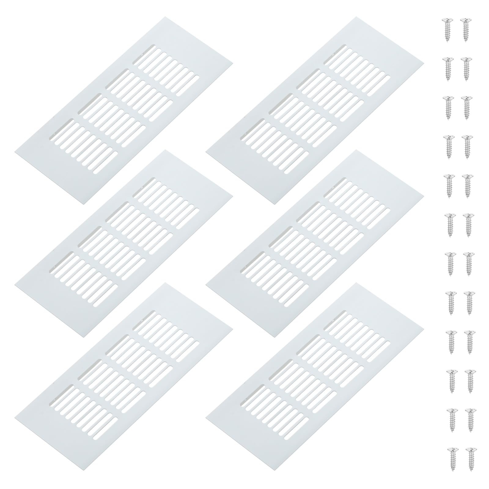 Moendergo 6 PCS Ventilation Grille Covers 200 * 80mm Kitchen Counter Tops Aluminum Alloy Vent Cover Vent Cover Grille Extractor Fan Air Ventilation Wall Grille (Silver*M)