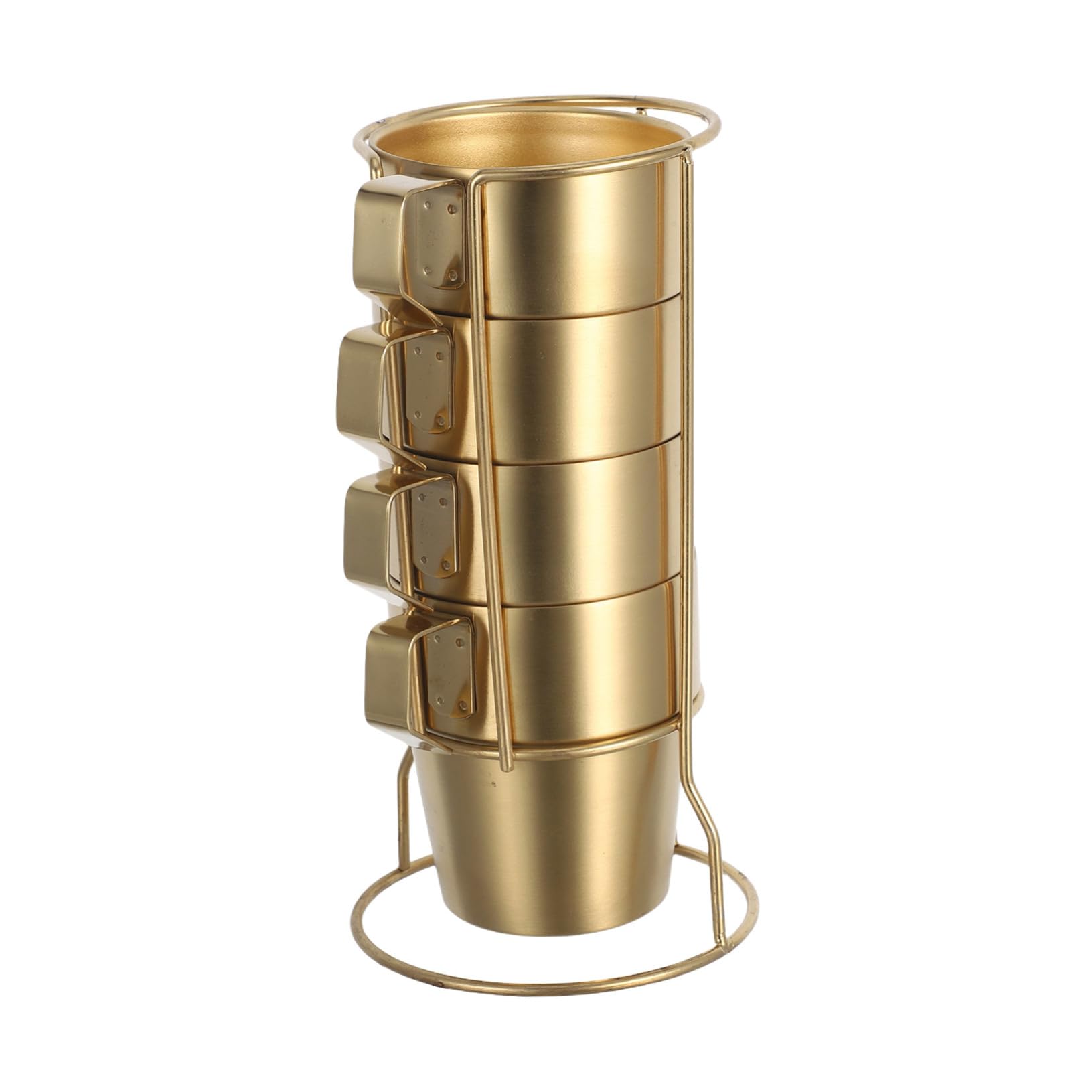Tazas Apilables de Acero Inoxidable para Doble Pared Aislante con Asa y Soporte Dorado Tazas Térmicas para Café Té y Bebidas Frías para Camping y Uso Doméstico