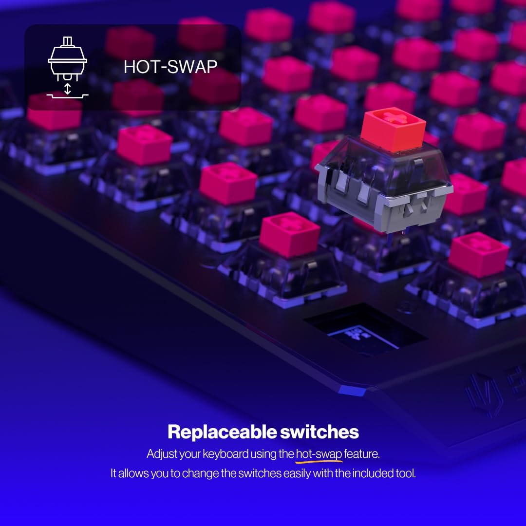 ENDORFY Thock TKL Wireless Red, Teclado mecánico inalámbrico TKL, QWERTY, interruptores Kailh Red, RGB, Teclas PBT | EY5A080