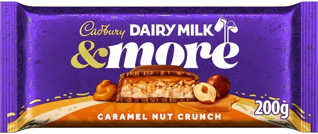 Dairy Milk & More Caramel Nut Crunch Chocolate Bar, Treat for Snacking, Sharing & Gifting 200 g