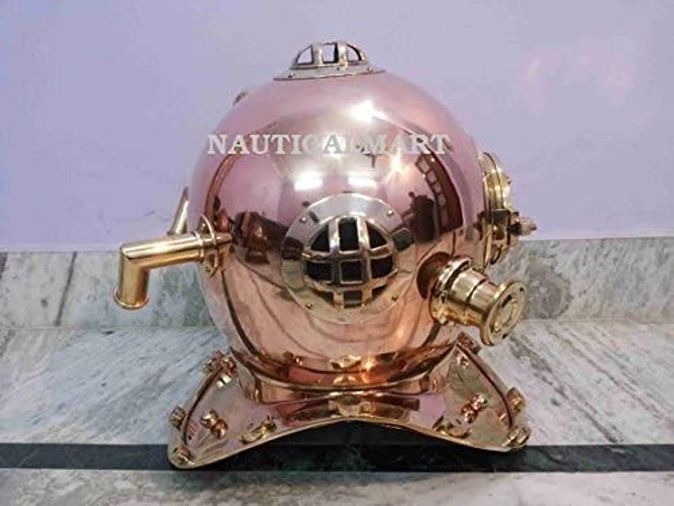 NauticalMart Solid Copper & Brass Diving Divers Helmet U.S Navy Mark V 18