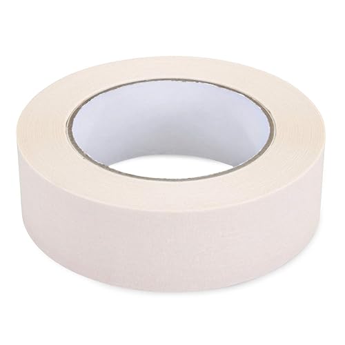 Miniatura 3 de IDL Packaging Cinta adhesiva blanca de 1 12 pulgadas x 60 yardas (paquete de 12 rollos), adhesivo de goma natural, protección de líneas afiladas y