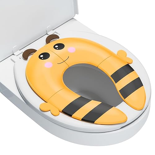 Maliton Asiento de entrenamiento de viaje para niños pequeños, funda plegable portátil para inodoros redondos y ovalados, asiento de inodoro