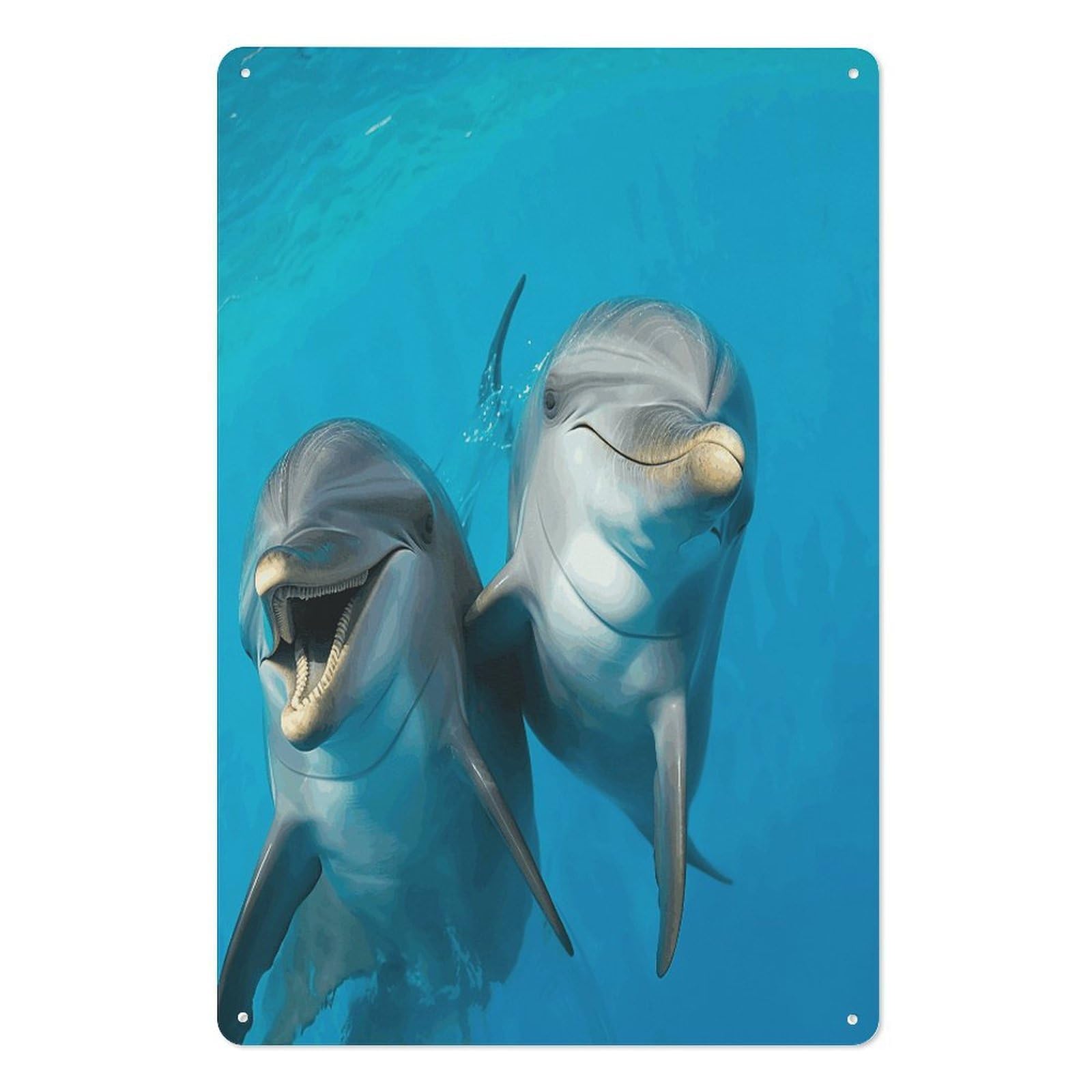 Adfgyerh Style Smiling Face Dolphins Tin Sign Hanging Art Prints,Wall Decor For Gifting And Party Decoration 7.9X11.8 Inch,Wall Art For Home Garden Greenhouse Living Room Bedroom Yard