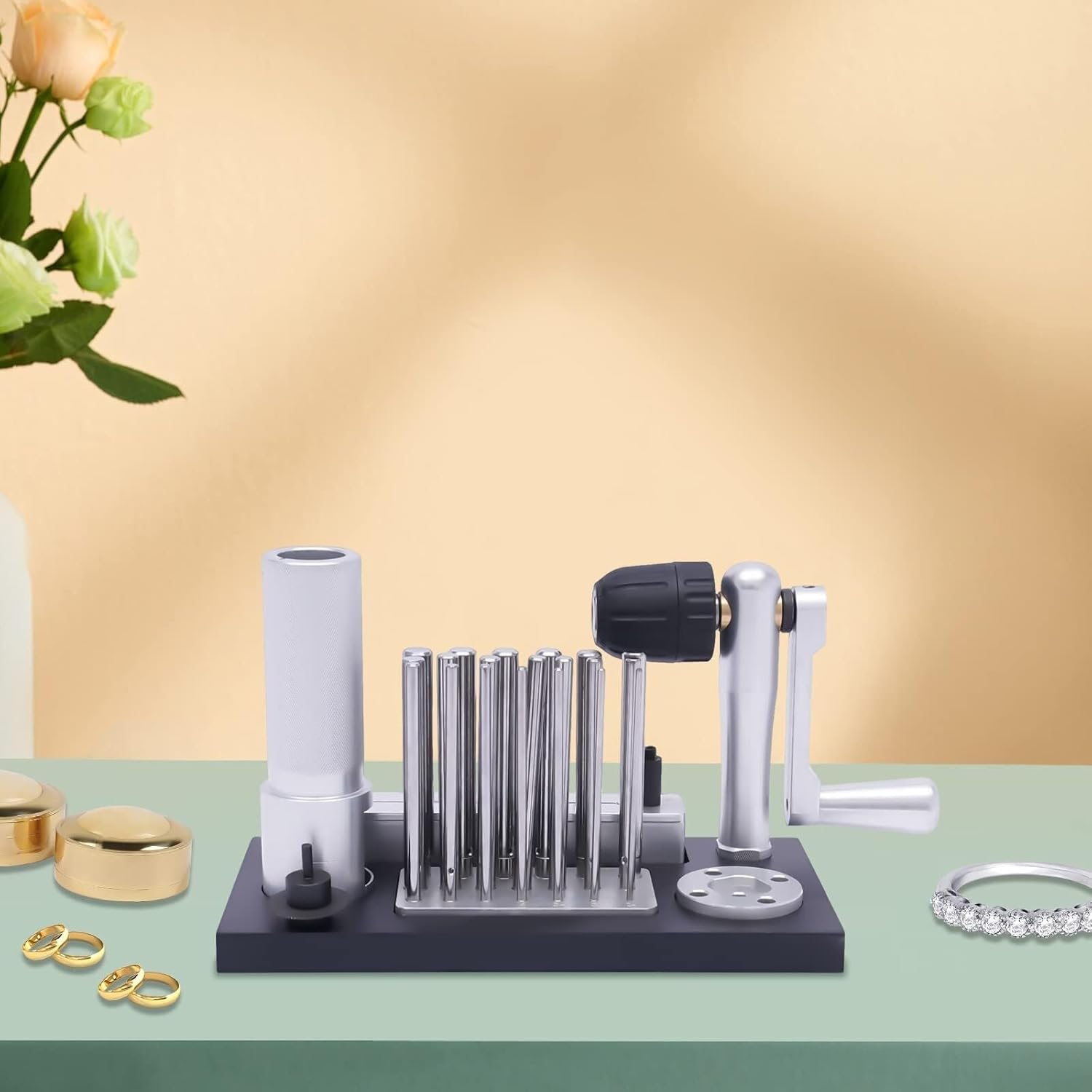Stainless Steel Jump Ring Maker - Manual Wire Drawing Machine for Jewelry Making with 20 Mandrel Accessories (2.5mm to 12mm) - Ideal for Jewelry Enthusiasts