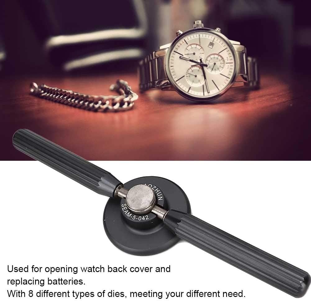 Herramienta para Abrir La Tapa Trasera del Reloj - Juego Profesional De 8 Troqueles para El Cambio De Pilas, Mango Antideslizante, Compatible con Relojes De Pulsera De 20 A 42 Mm, Kit Esencial