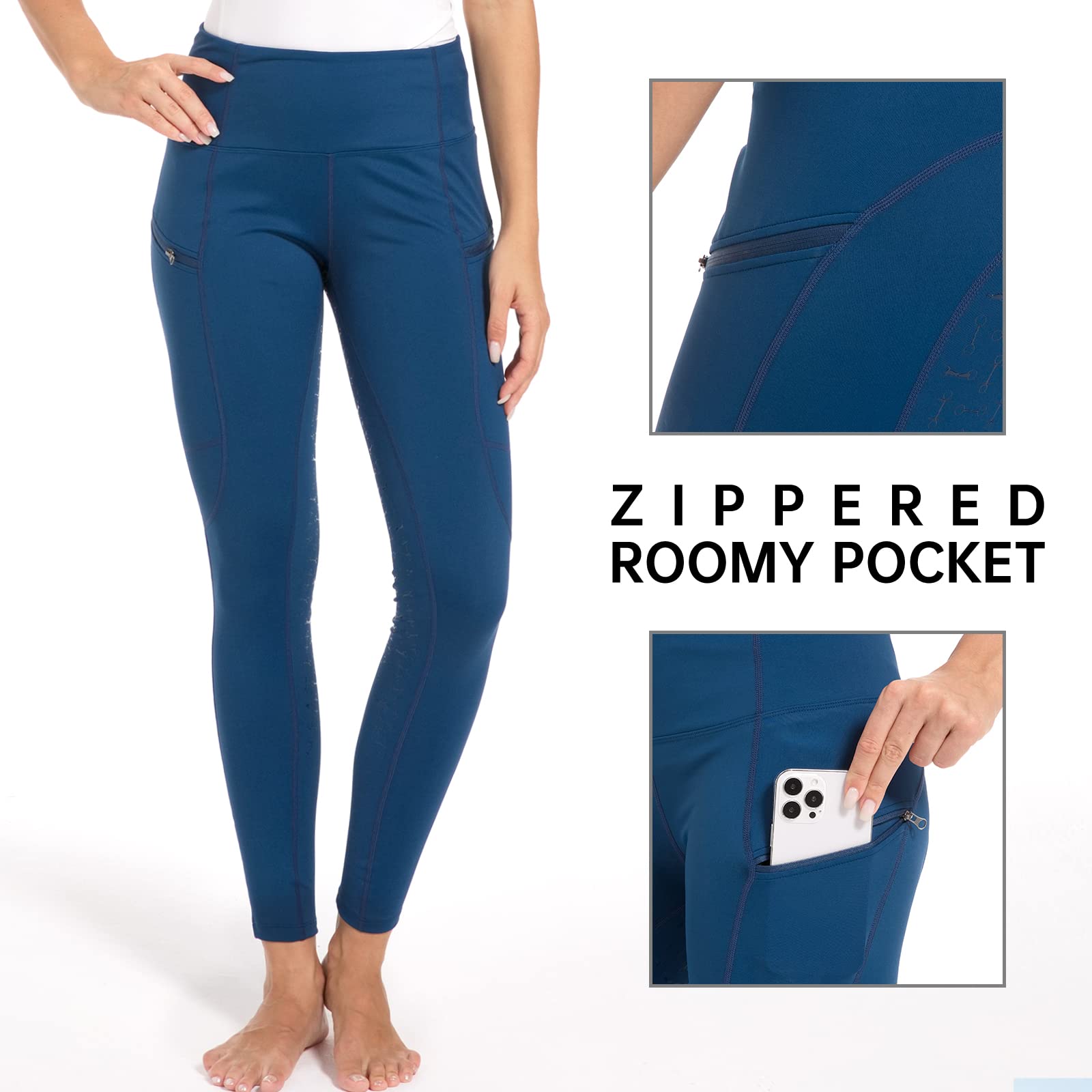 Harrison Howard Pantaloni da equitazione da donna con impugnatura in silicone, leggings a vita alta