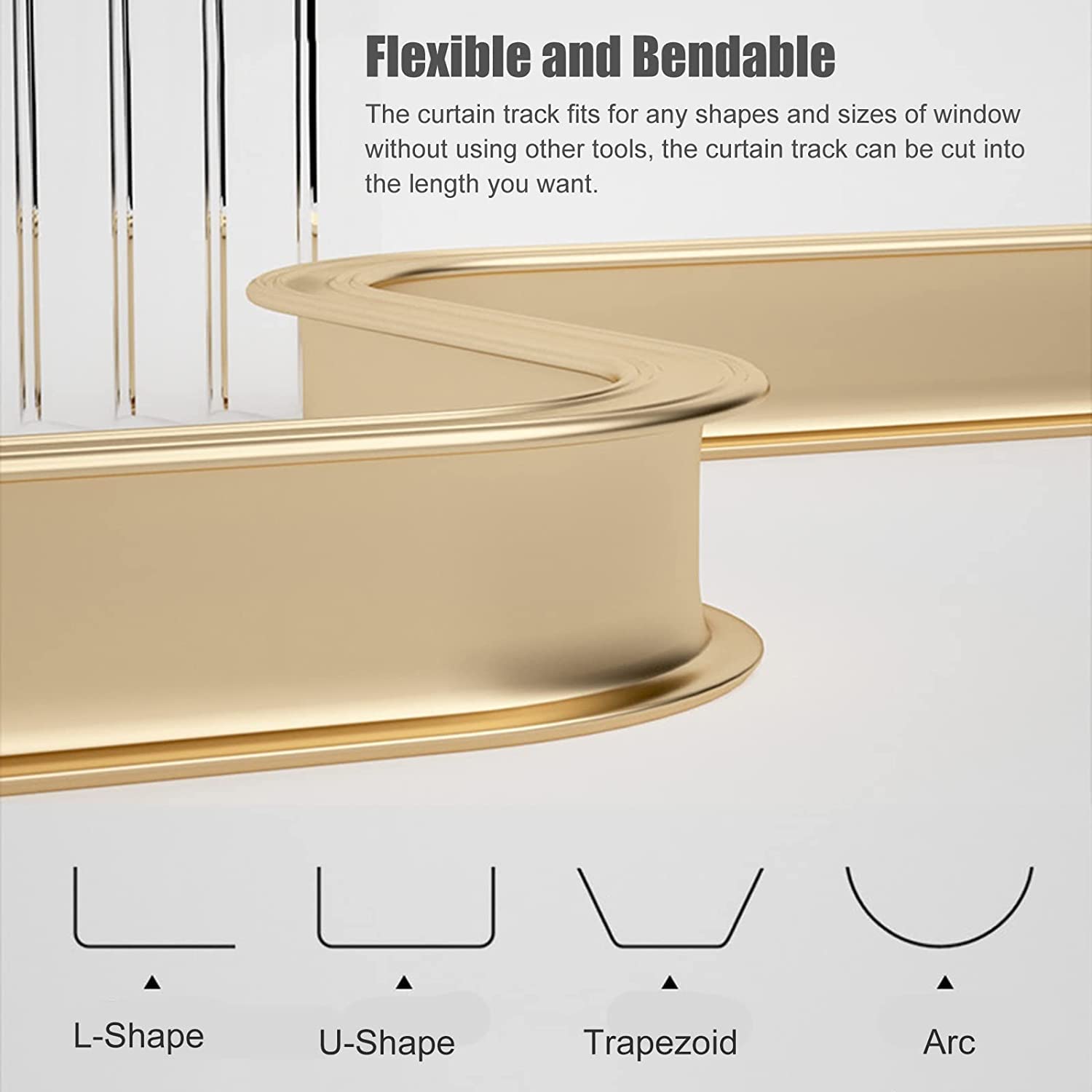 d - Pista flexible para ducha, sistema divisor de habitación de aluminio flexible de 9.8 pies de largo, ideal para duchas, baños y decoración del hogar, fácil instalación
