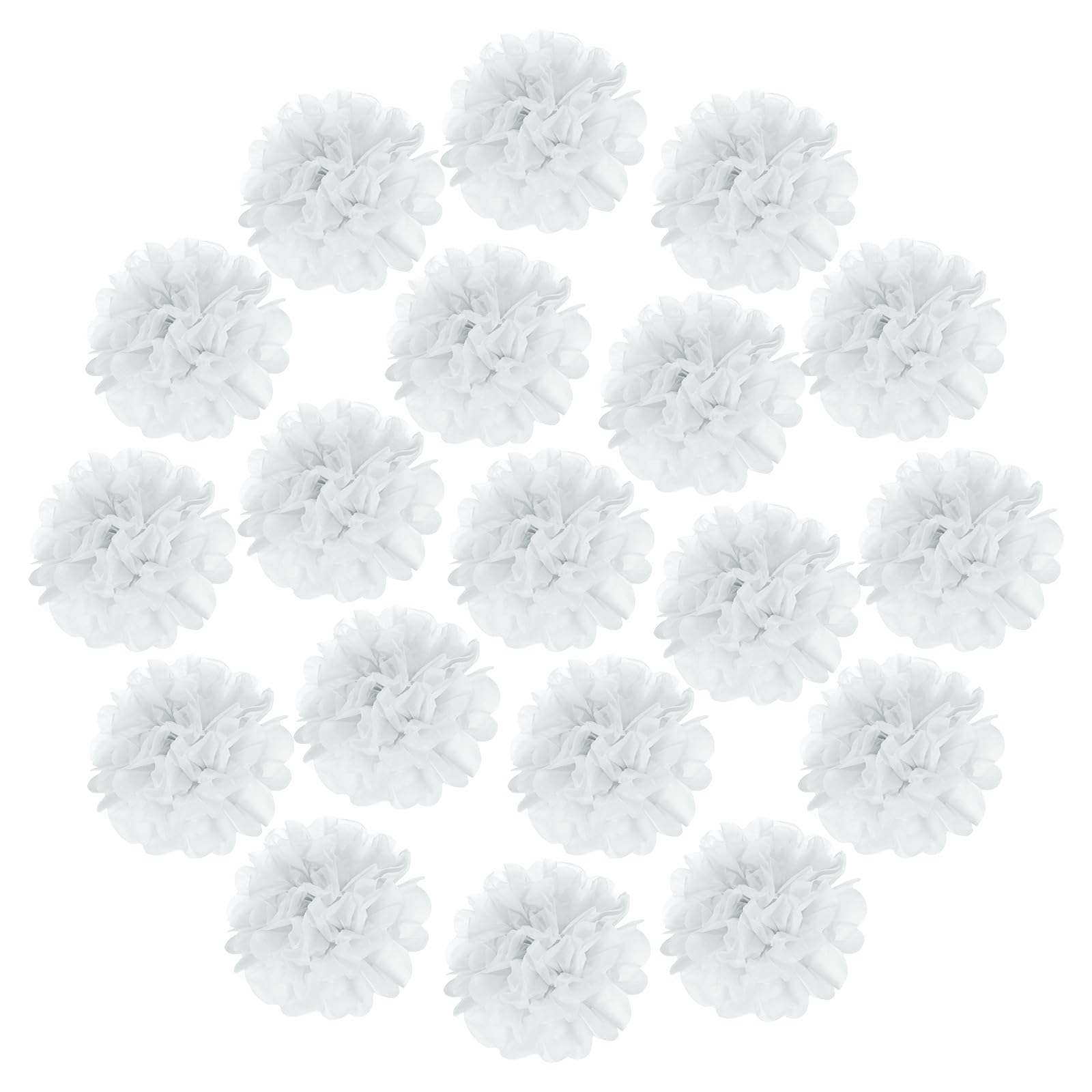 sourcing map 20Pcs Tissue Paper Pom Poms, 30cm Colorful Large Paper Flowers Wall Decorations for Fiesta Party Birthday Wedding White