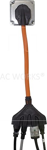 Miniatura 4 de AC WORKS Cable adaptador hembra doméstico de 4 clavijas de 220 voltios a 120 voltios 1520 amperios (4 clavijas 14-50 salidas a (4) hogares)