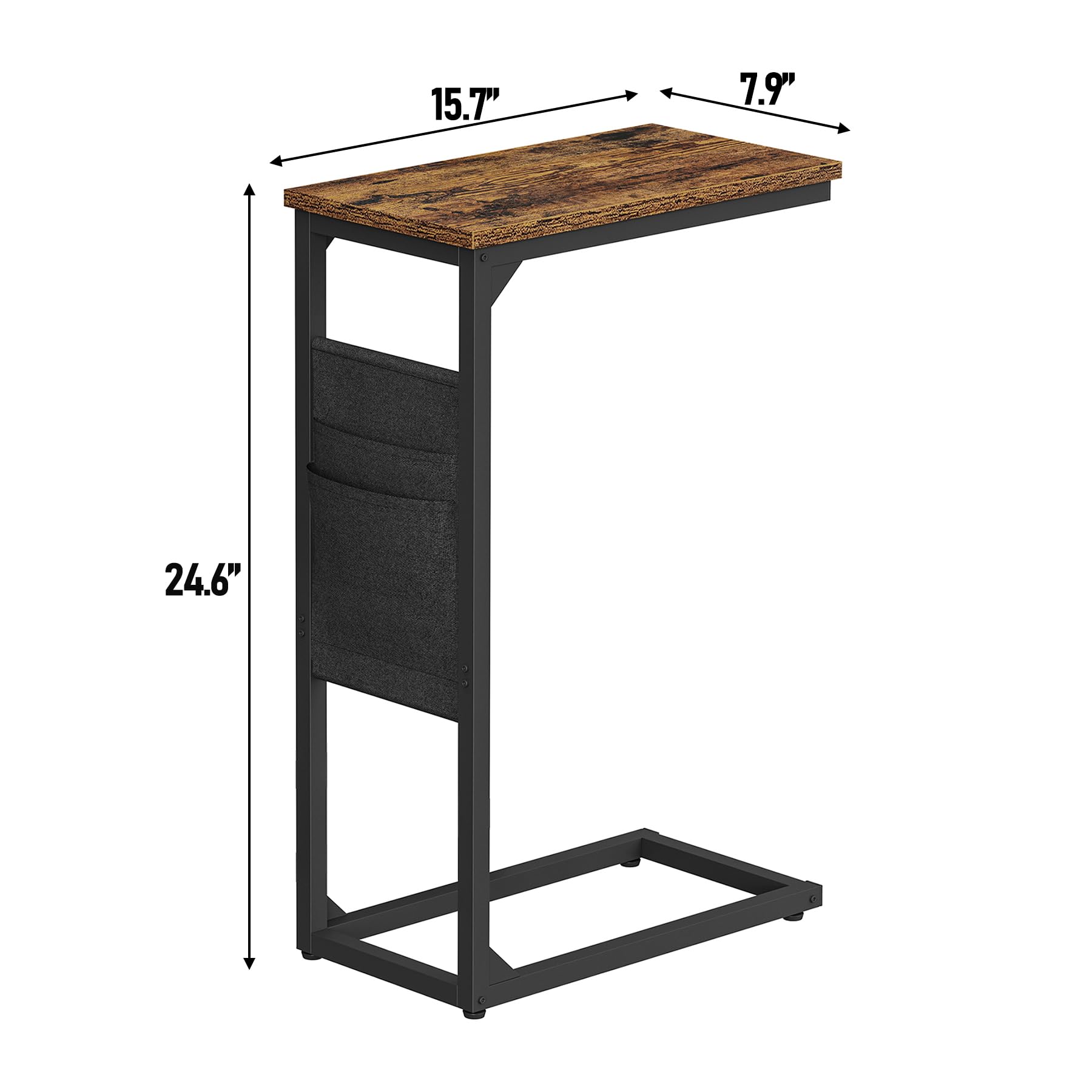 Amazon.com: TUTOTAK C Shaped End Table, Side Table for Couch, Sofa Table  with Storage Bag, TV Tray for Living Room, Bedroom, Brown TB01BB082 : Home  & Kitchen