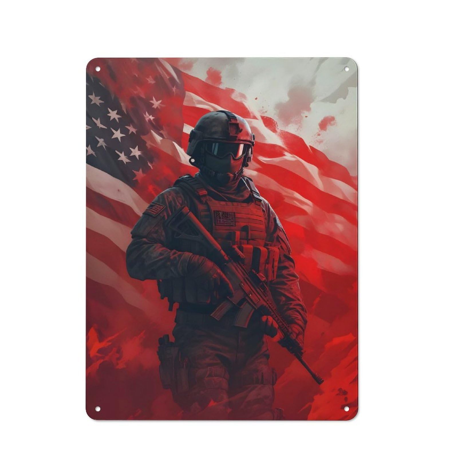 Shed Style American Soldier Shed Metal Sign 40x30cm, Shed Wall Decor for Shed, Garden Room, Porch Or Garage